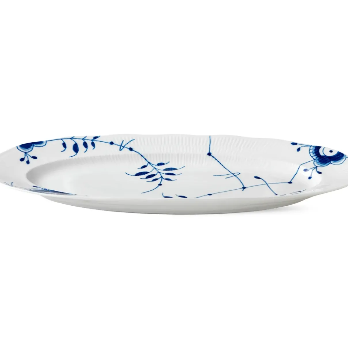 Royal Copenhagen Blå Mega Riflet|Fade*Blå Mega Riflet fad, 60 cm