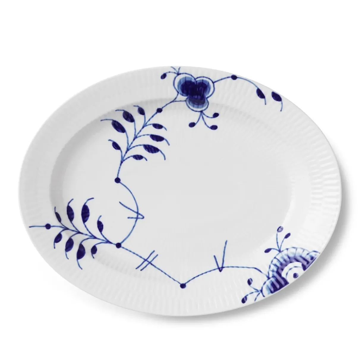 Royal Copenhagen Blå Mega Riflet|Fade*Blå Mega Riflet fad, 30,5 cm