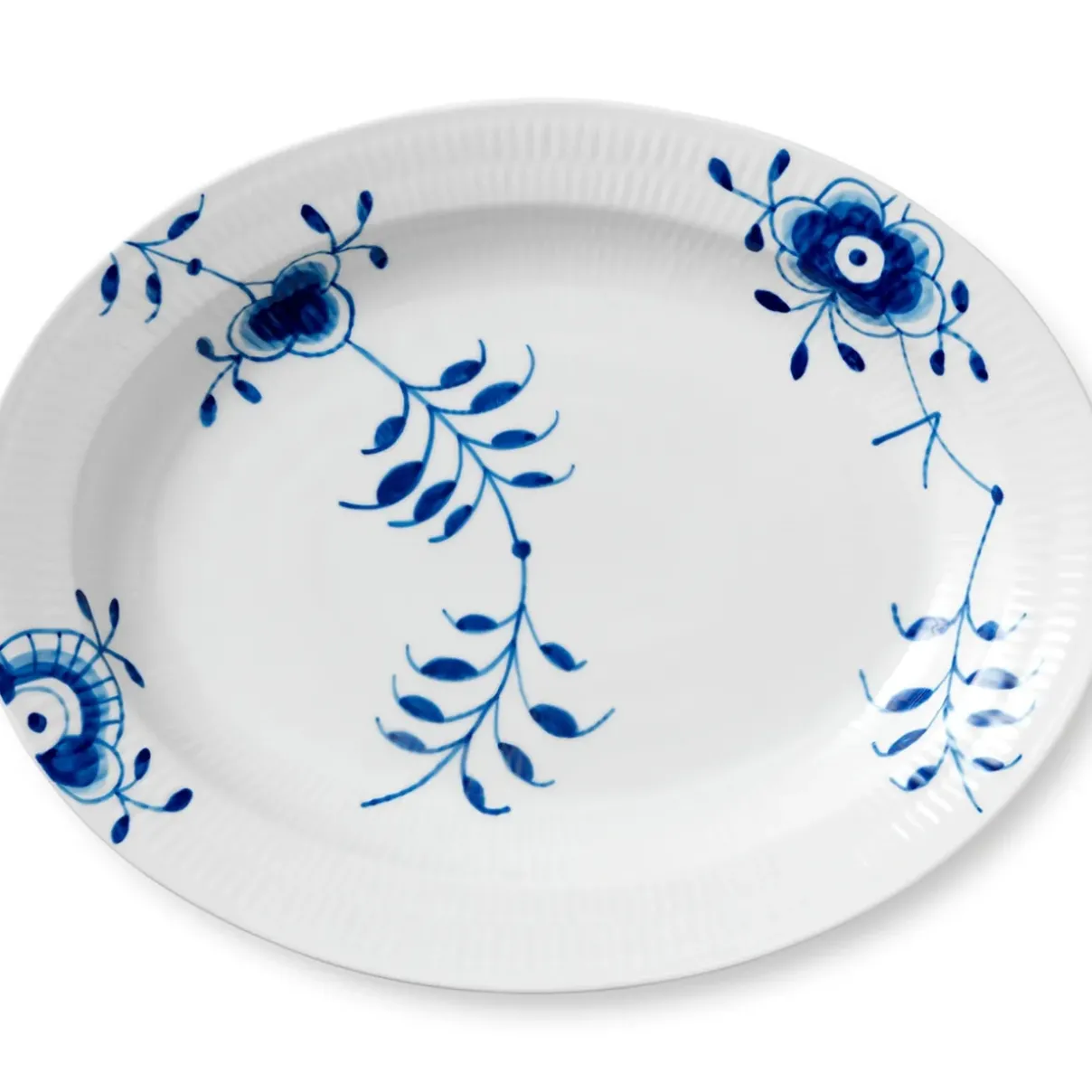Royal Copenhagen Blå Mega Riflet|Fade*Blå Mega Riflet fad, 36,5 cm