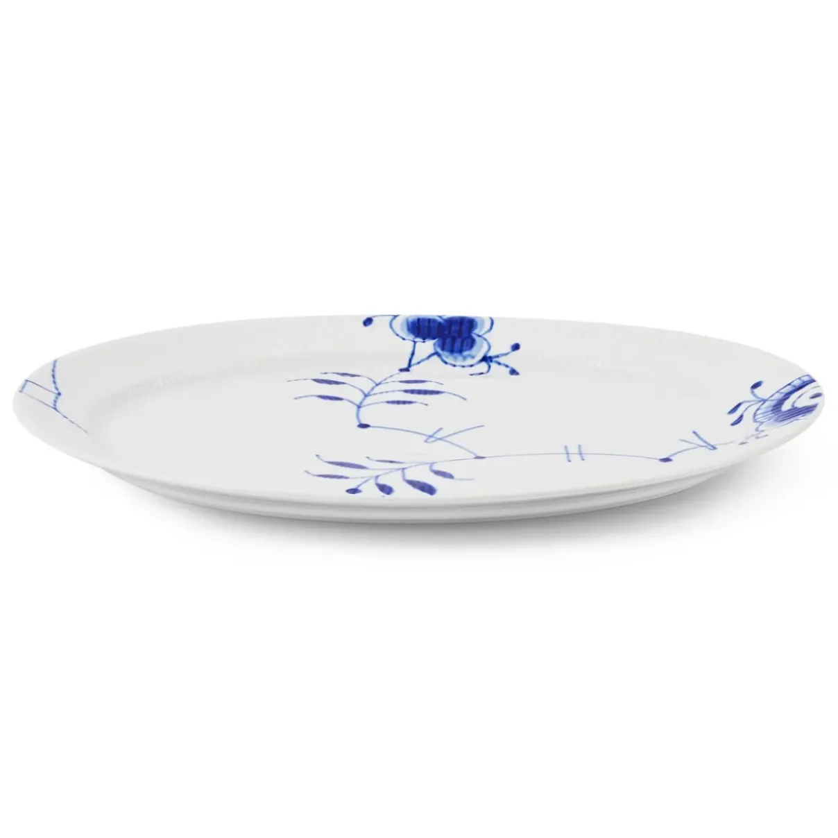 Royal Copenhagen Blå Mega Riflet|Fade*Blå Mega Riflet fad, 35 cm