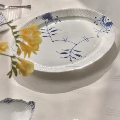 Royal Copenhagen Blå Mega Riflet|Fade*Blå Mega Riflet fad, 35 cm