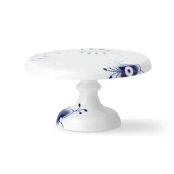 Royal Copenhagen Blå Mega Riflet|Kageopsats*Blå Mega Riflet fad på fod, 23 cm