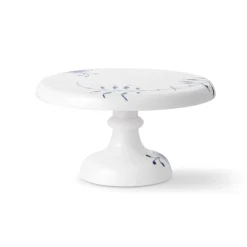 Royal Copenhagen Blå Mega Riflet|Kageopsats*Blå Mega Riflet fad på fod, 23 cm