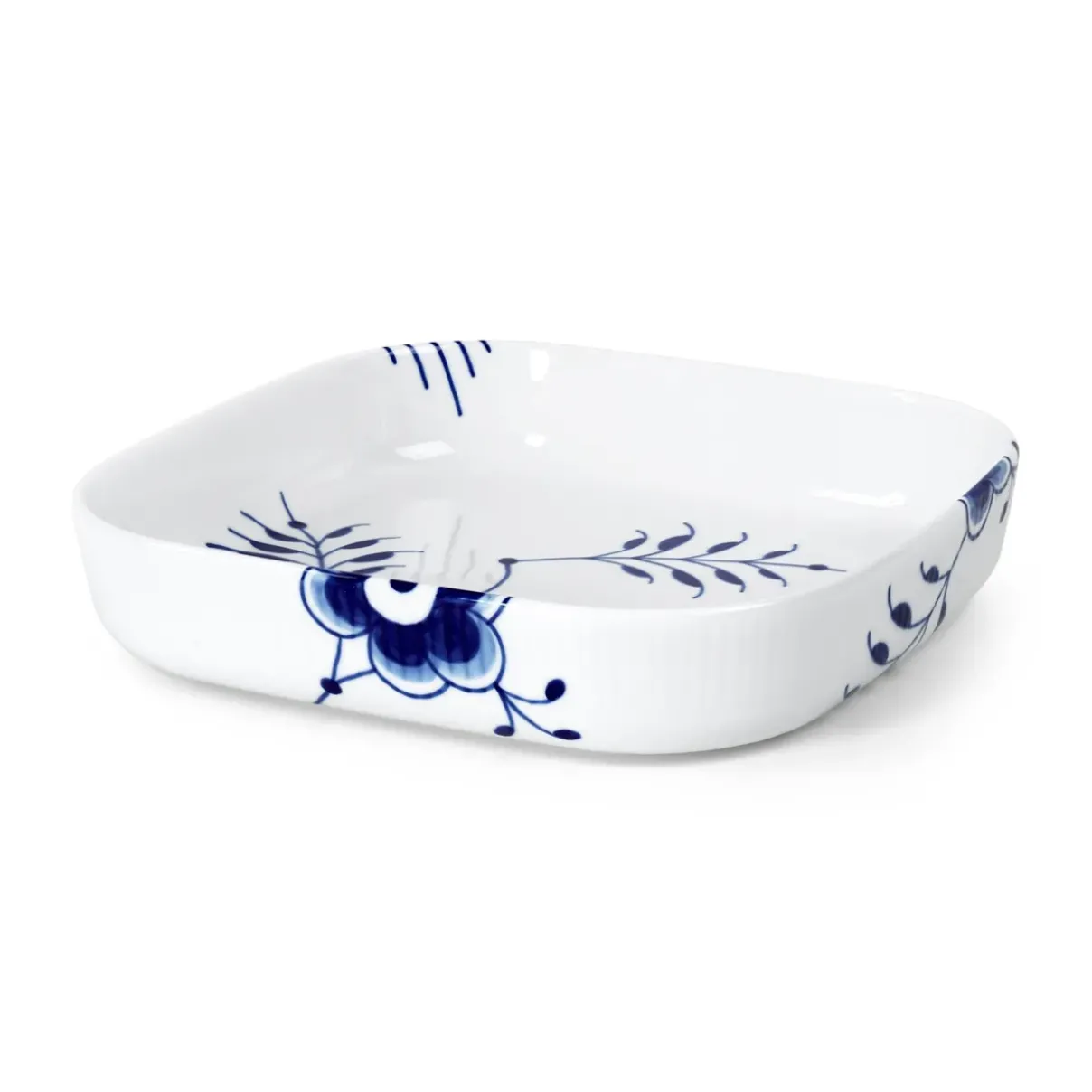 Royal Copenhagen Blå Mega Riflet|Ovnfaste Fade*Blå Mega Riflet ovnfast fad, 25 cm