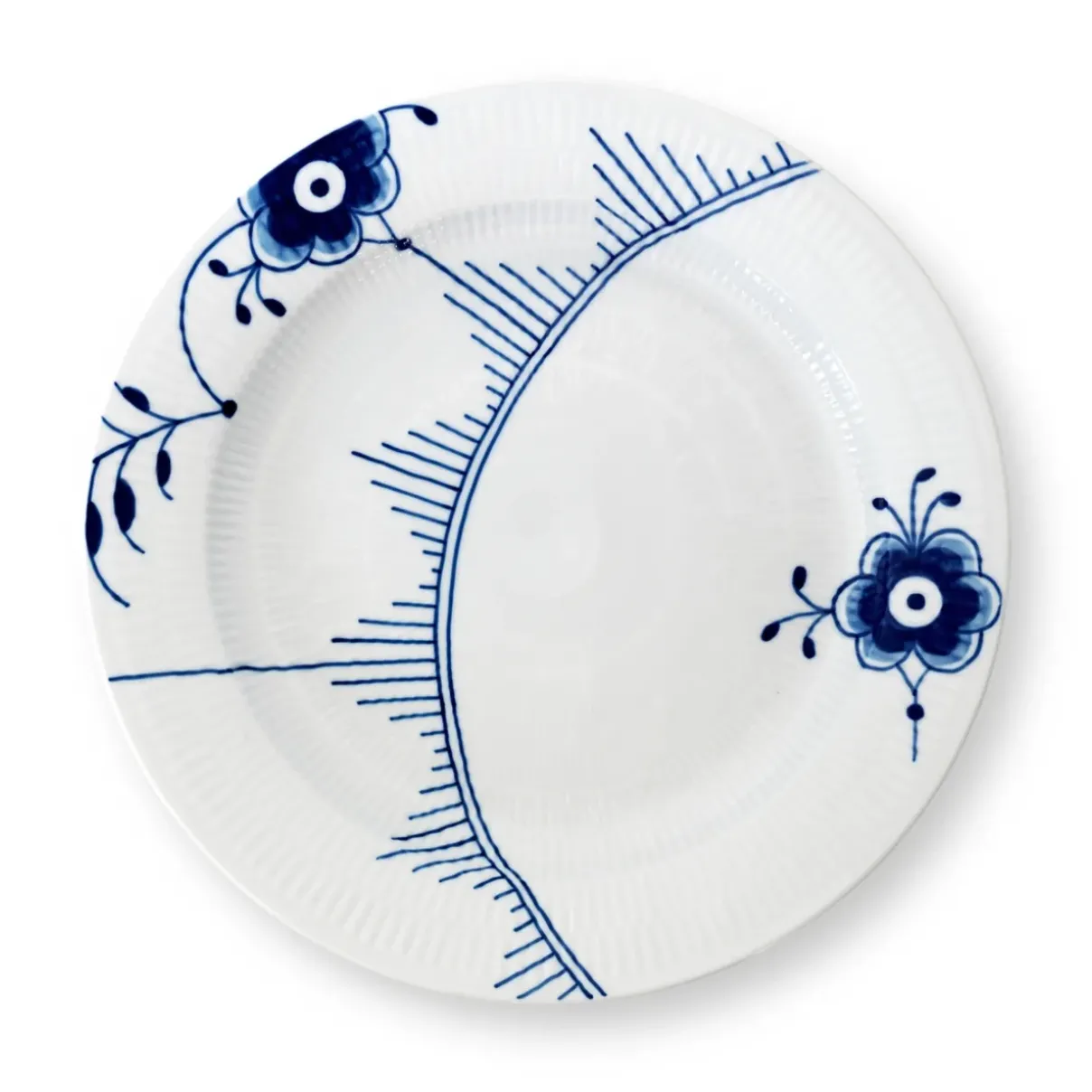 Royal Copenhagen Blå Mega Riflet|Fade*Blå Mega Riflet rundt fad, 33 cm