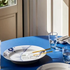 Royal Copenhagen Blå Mega Riflet|Fade*Blå Mega Riflet rundt fad, 33 cm