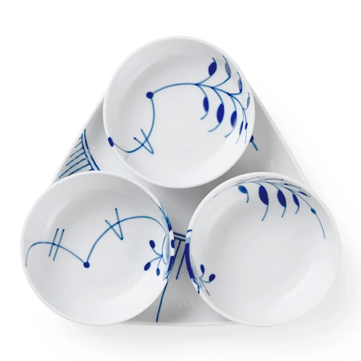 Royal Copenhagen Blå Mega Riflet|Snackskåle*Blå Mega Riflet serveringssæt, 24,5 cm, 4 stk. Blå Mega Riflet