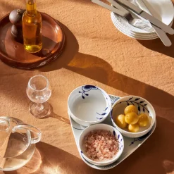 Royal Copenhagen Blå Mega Riflet|Snackskåle*Blå Mega Riflet serveringssæt, 24,5 cm, 4 stk. Blå Mega Riflet