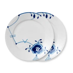 Royal Copenhagen Blå Mega Riflet|Frokost Tallerkener*Blå Mega Riflet tallerken, 22 cm, 2 stk.