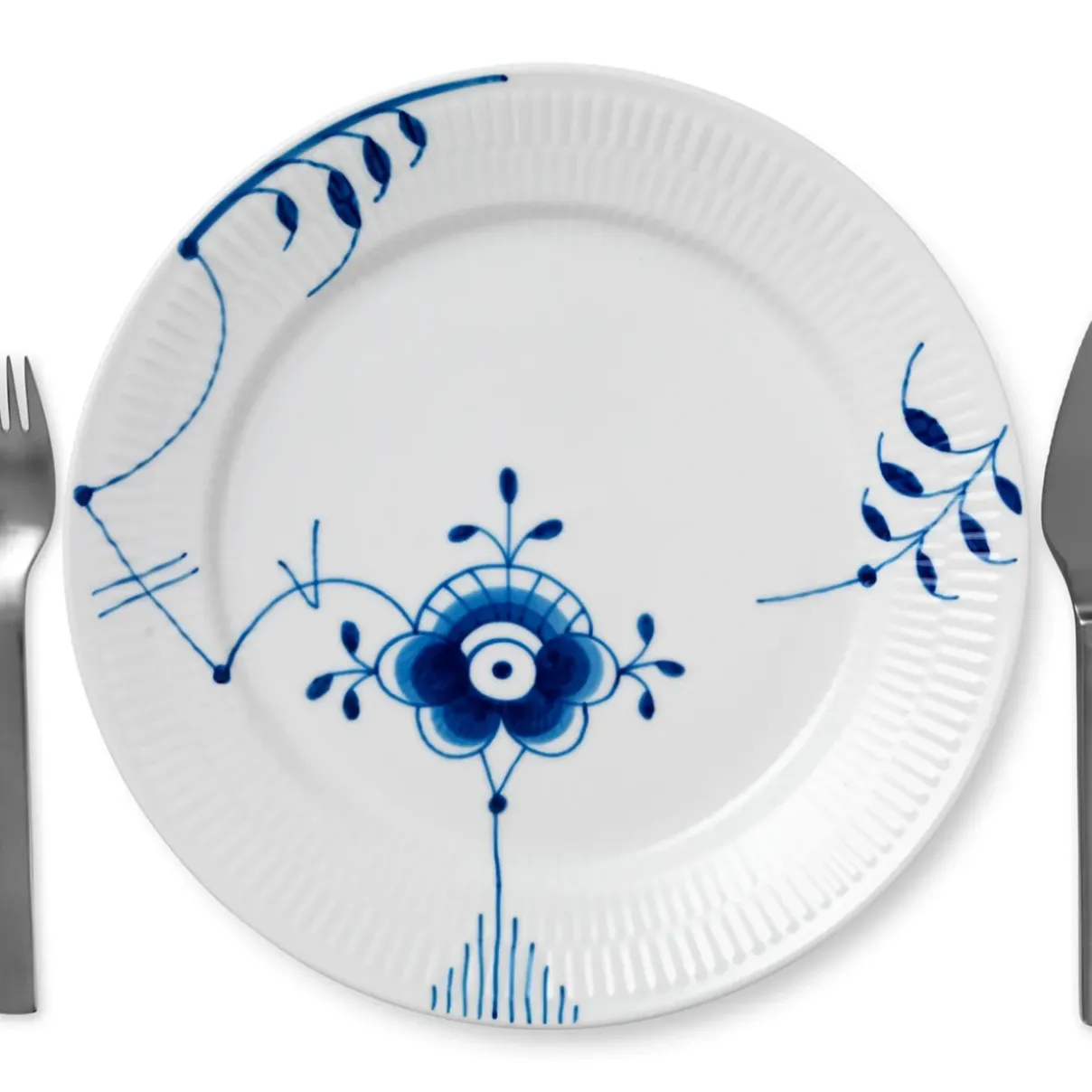 Royal Copenhagen Blå Mega Riflet|Middagstallerkener*Blå Mega Riflet tallerken, , 27 cm Dekoration 6