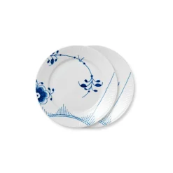 Royal Copenhagen Blå Mega Riflet|Frokost Tallerkener*Blå Mega Riflet tallerken, dekoration 2, 22 cm, 2 stk.