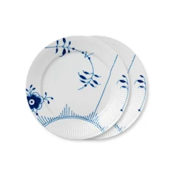 Royal Copenhagen Blå Mega Riflet|Middagstallerkener*Blå Mega Riflet tallerken, dekoration 2, 27 cm, 2 stk.