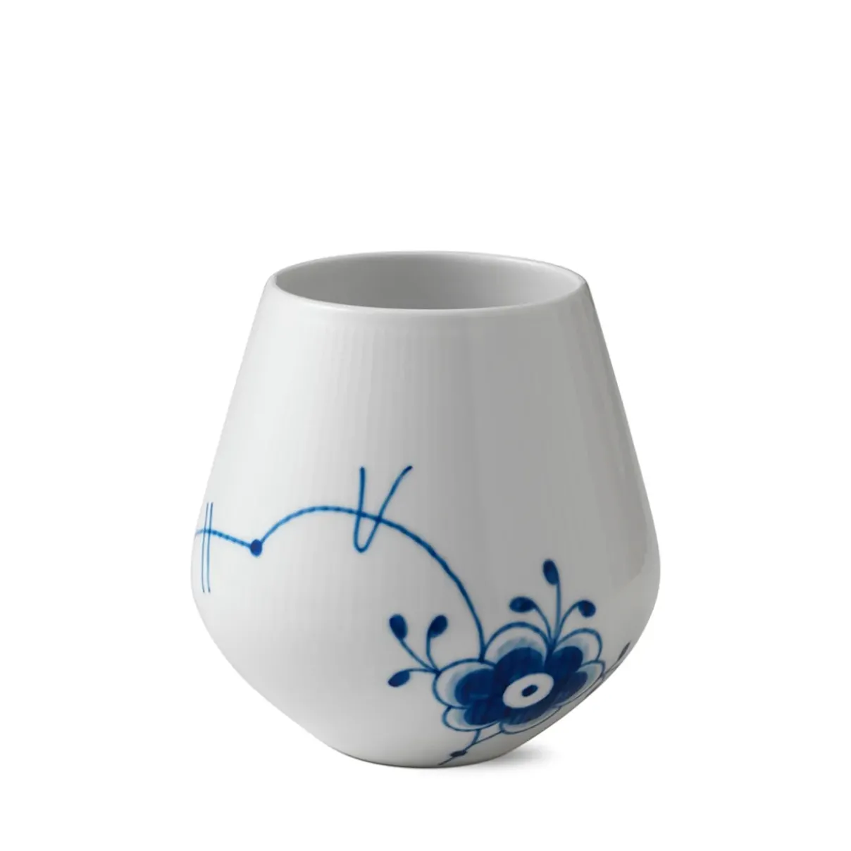 Royal Copenhagen Blå Mega Riflet|Home Décor*Blå Mega Riflet vase, 15 cm