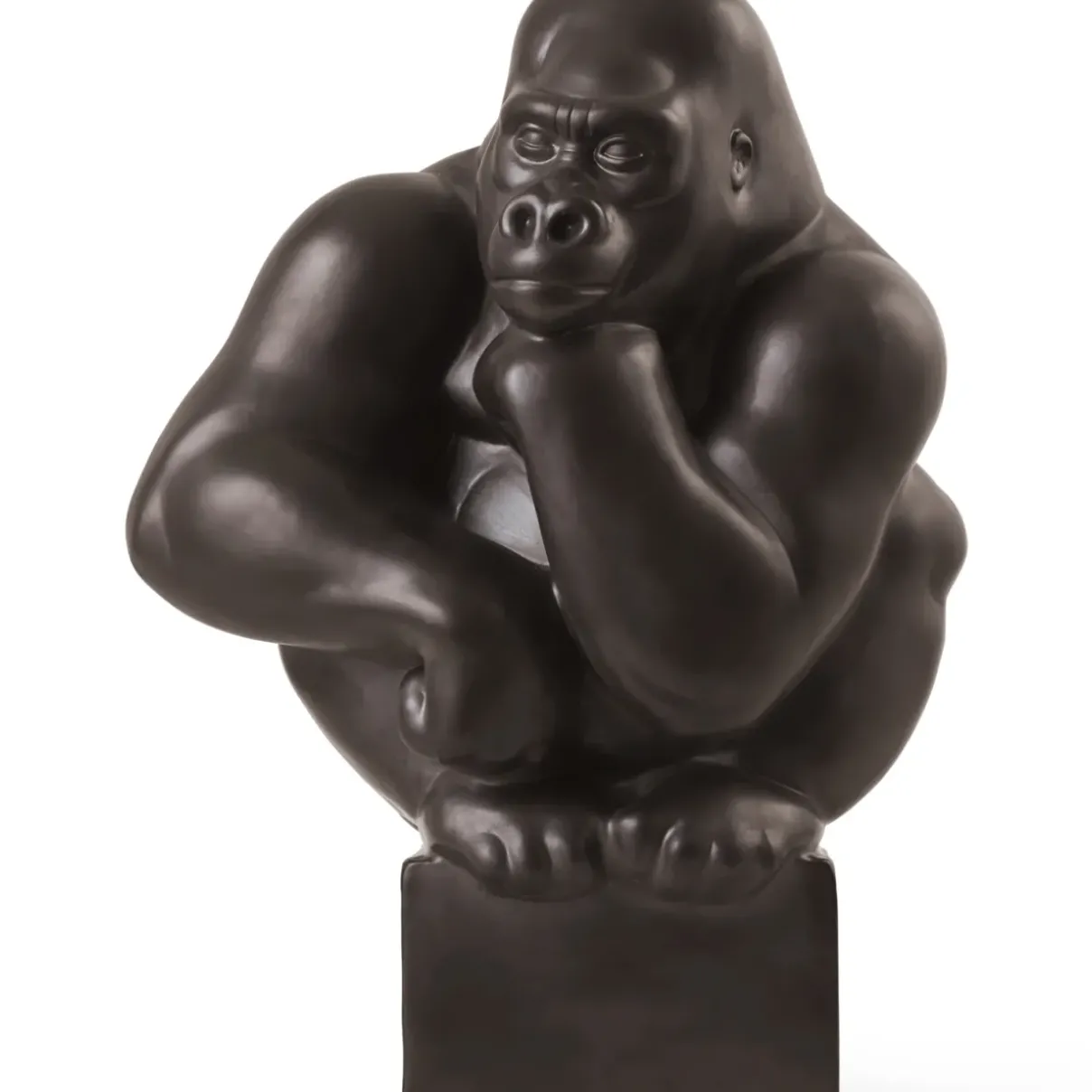 Royal Copenhagen Home Décor|Skulpturer Og Figurer*Figurer gorilla med hovedet hvilende på hånden, 40 cm