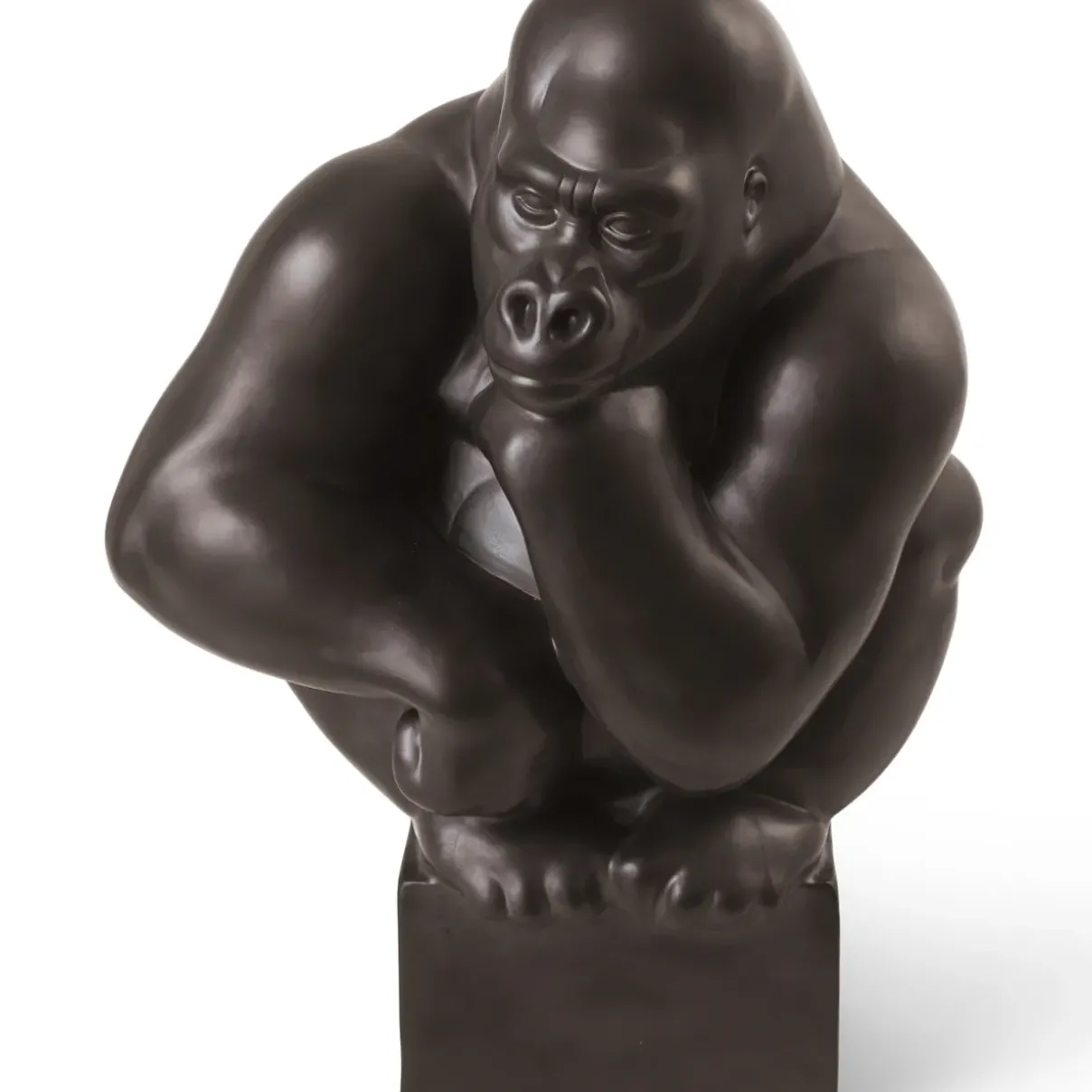 Royal Copenhagen Home Décor|Skulpturer Og Figurer*Figurer gorilla med hovedet hvilende på hånden, 40 cm