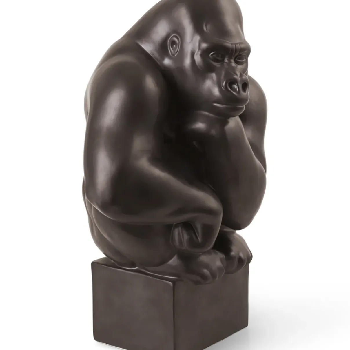 Royal Copenhagen Home Décor|Skulpturer Og Figurer*Figurer gorilla med hovedet hvilende på hånden, 40 cm