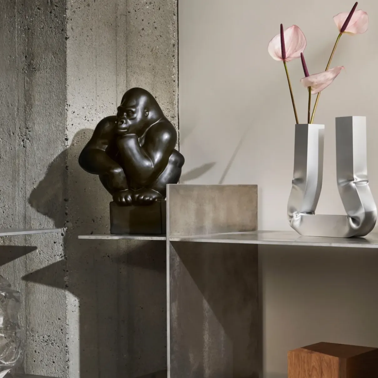 Royal Copenhagen Home Décor|Skulpturer Og Figurer*Figurer gorilla med hovedet hvilende på hånden, 40 cm