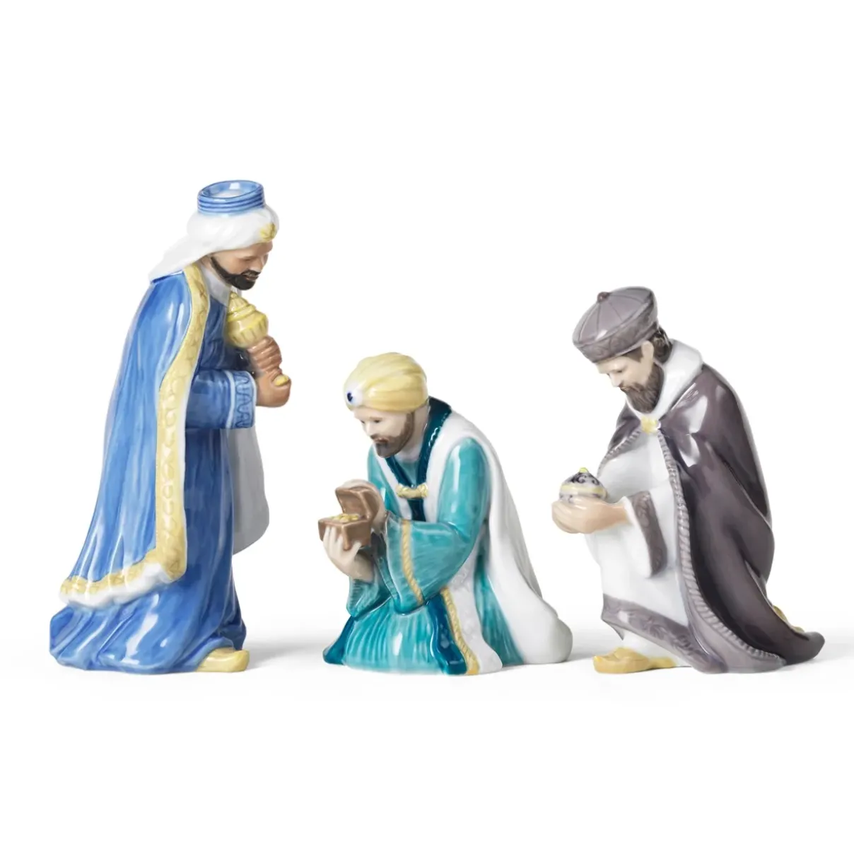 Royal Copenhagen Home Décor|Skulpturer Og Figurer*Figurer krybbespil, de tre vise mænd, 19 cm, 12,5 cm, 14,5 cm, 3 stk.