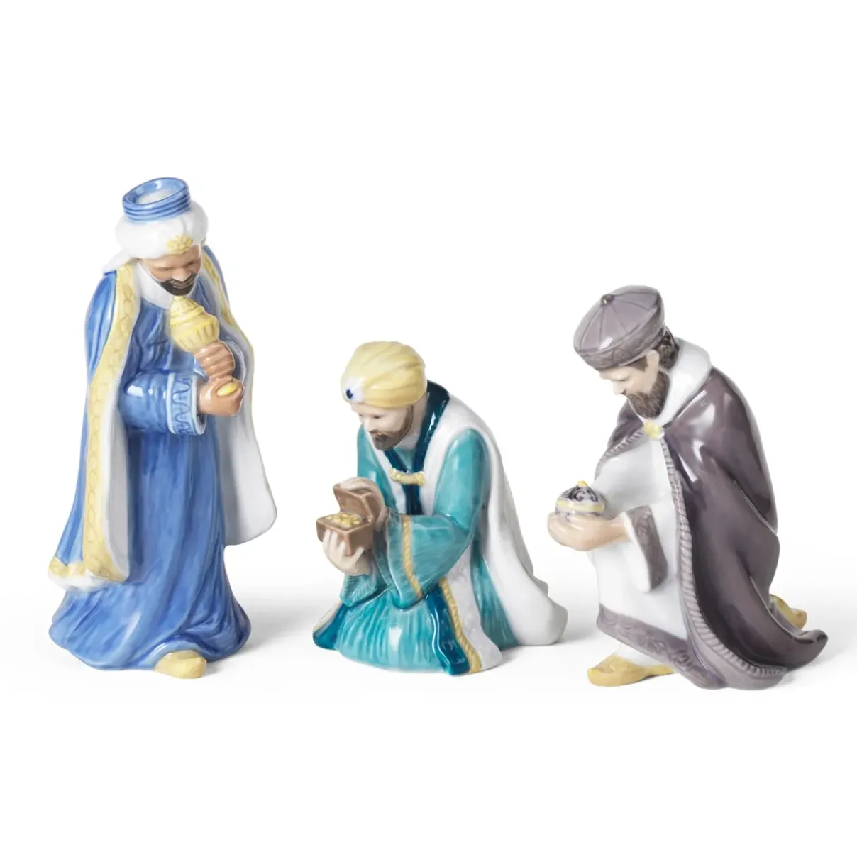 Royal Copenhagen Home Décor|Skulpturer Og Figurer*Figurer krybbespil, de tre vise mænd, 19 cm, 12,5 cm, 14,5 cm, 3 stk.