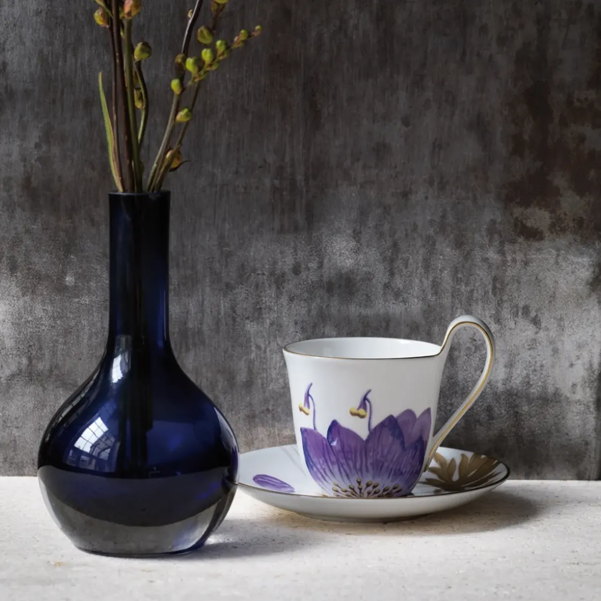Royal Copenhagen Flora|Kaffekopper*Flora højhankskop og underkop, , 27 cl Stedmoderblomst