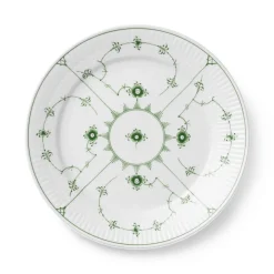 Royal Copenhagen Eksklusive Steldele|Grøn Musselmalet Riflet*Grøn Musselmalet Riflet tallerken, 25 cm