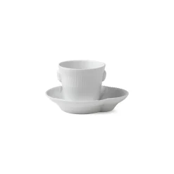 Royal Copenhagen Hvid Elements|Kaffekopper*Hvid Elements espressokop og underkop, 9 cl