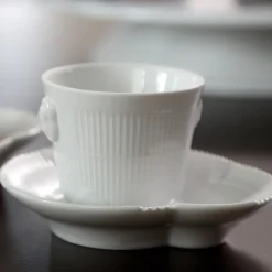 Royal Copenhagen Hvid Elements|Kaffekopper*Hvid Elements espressokop og underkop, 9 cl