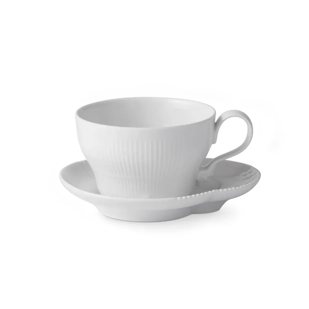 Royal Copenhagen Hvid Elements|Tekopper*Hvid Elements kop og underkop, 26 cl