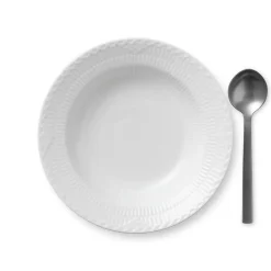 Royal Copenhagen Hvid Halvblonde|Dybe Tallerkener*Hvid Halvblonde dyb tallerken, 21 cm
