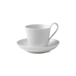 Royal Copenhagen Hvid Halvblonde|Kaffekopper*Hvid Halvblonde højhankskop og underkop, 24 cl