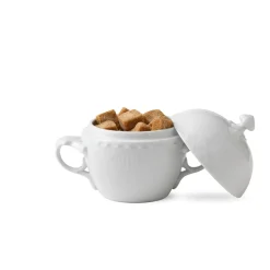 Royal Copenhagen Hvid Halvblonde*Hvid Halvblonde skål med låg, 20 cl