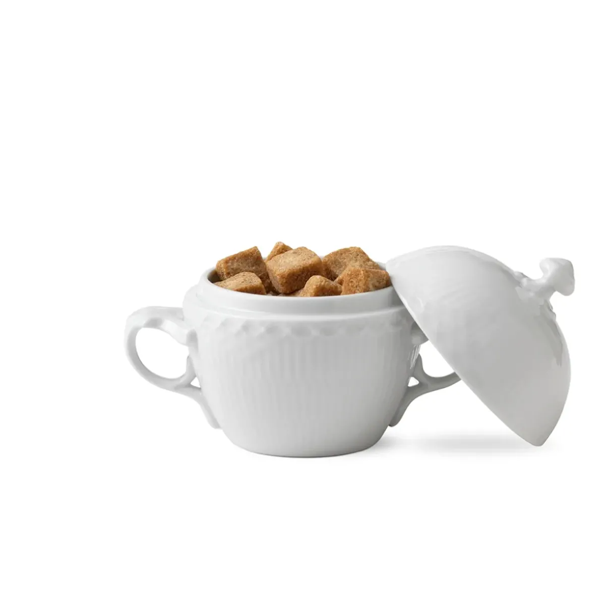 Royal Copenhagen Hvid Halvblonde*Hvid Halvblonde skål med låg, 20 cl