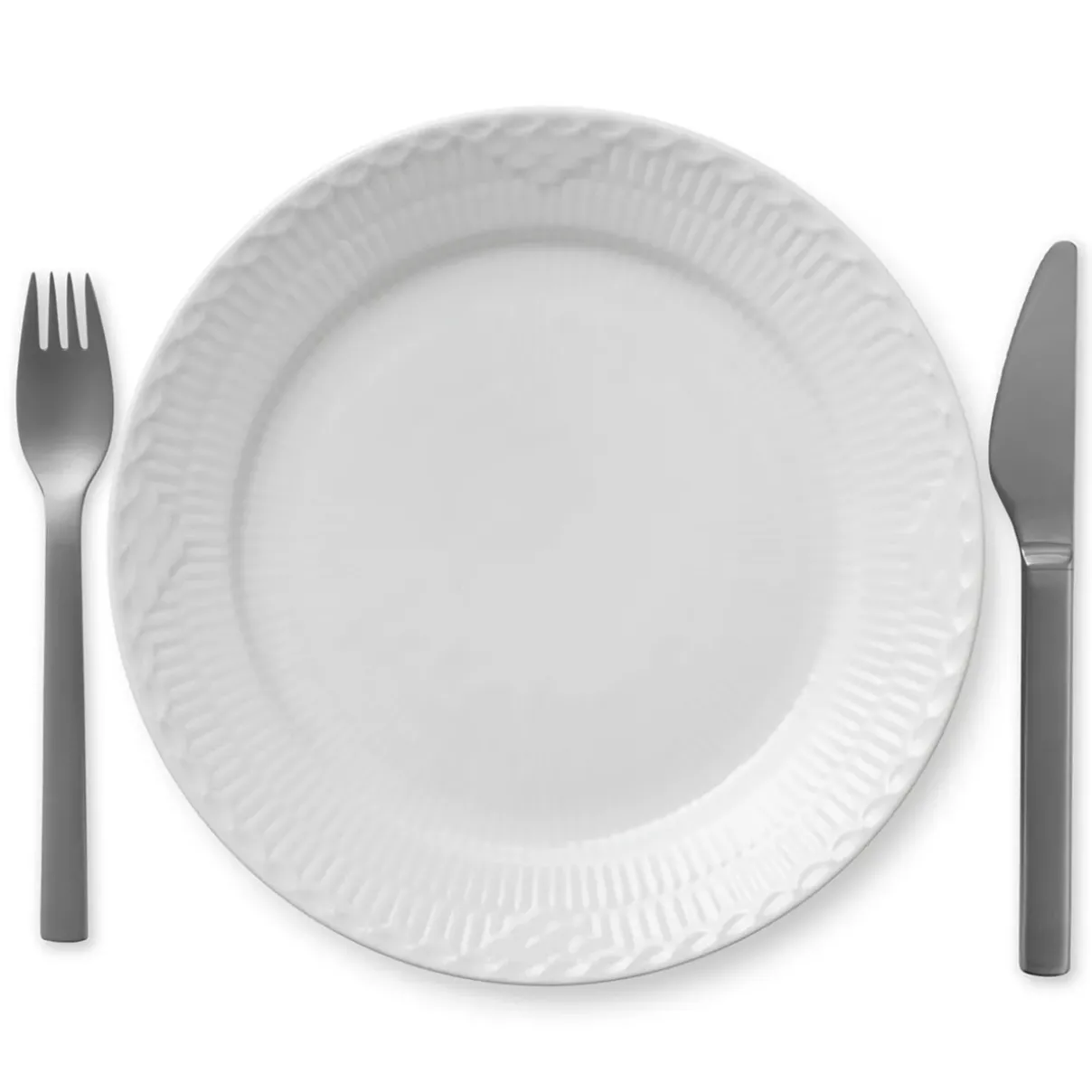 Royal Copenhagen Hvid Halvblonde|Middagstallerkener*Hvid Halvblonde tallerken, 25 cm