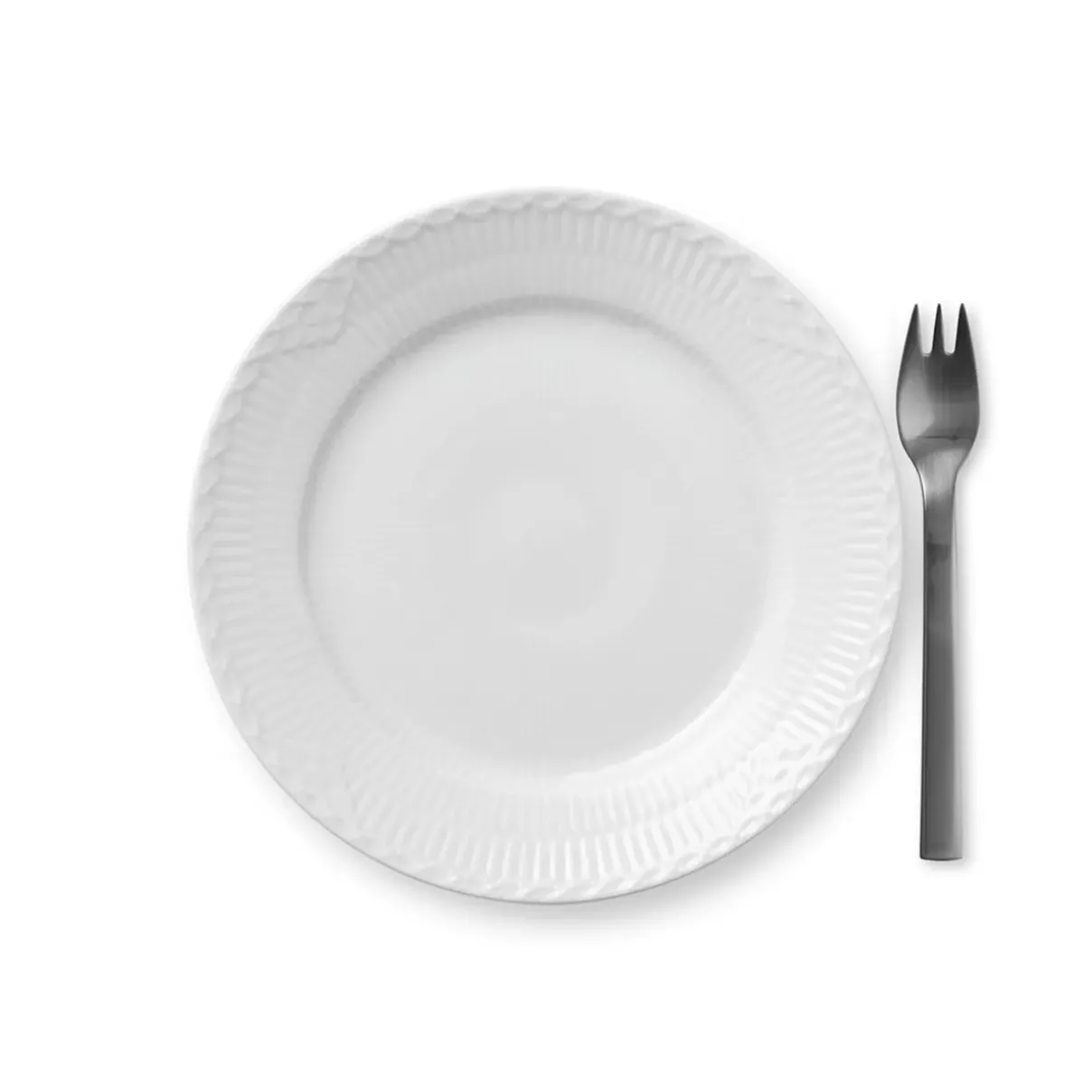 Royal Copenhagen Hvid Halvblonde|Desserttallerkener*Hvid Halvblonde tallerken, 19 cm