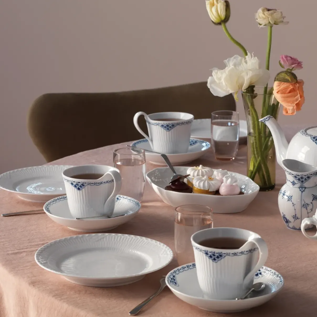 Royal Copenhagen Hvid Halvblonde|Desserttallerkener*Hvid Halvblonde tallerken, 19 cm
