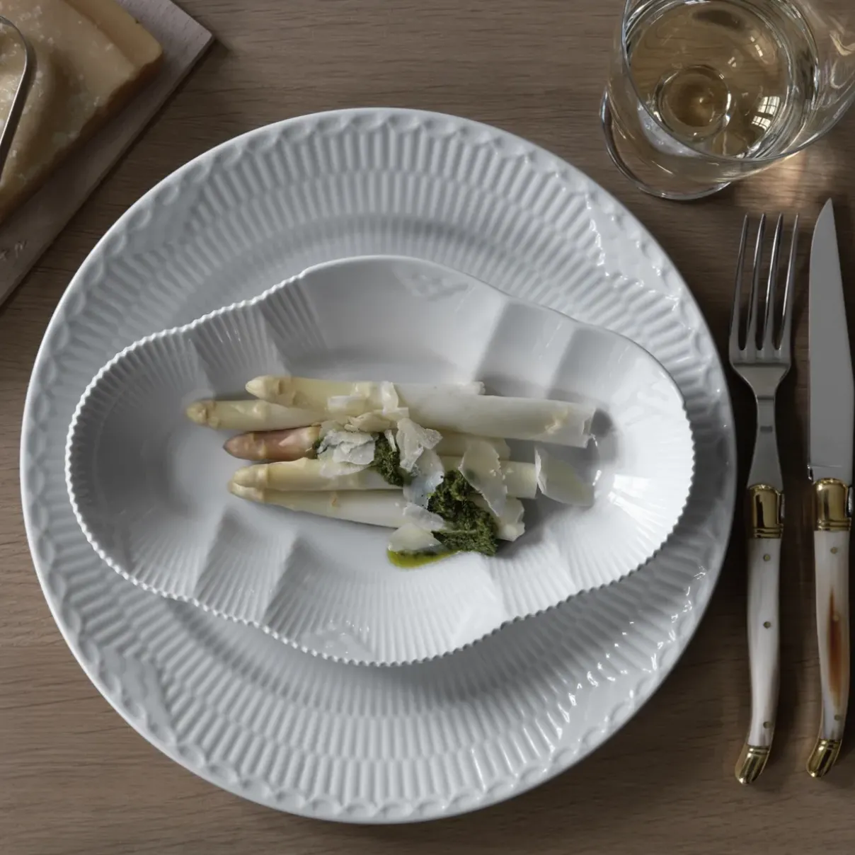 Royal Copenhagen Hvid Halvblonde|Middagstallerkener*Hvid Halvblonde tallerken, 27 cm