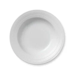Royal Copenhagen Hvid Riflet|Dybe Tallerkener*Hvid Riflet dyb tallerken, 21 cm