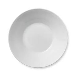 Royal Copenhagen Hvid Riflet|Dybe Tallerkener*Hvid Riflet dyb tallerken, 24 cm