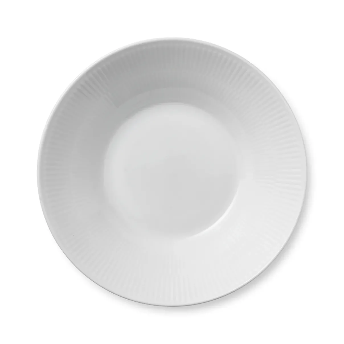 Royal Copenhagen Hvid Riflet|Dybe Tallerkener*Hvid Riflet dyb tallerken, 24 cm