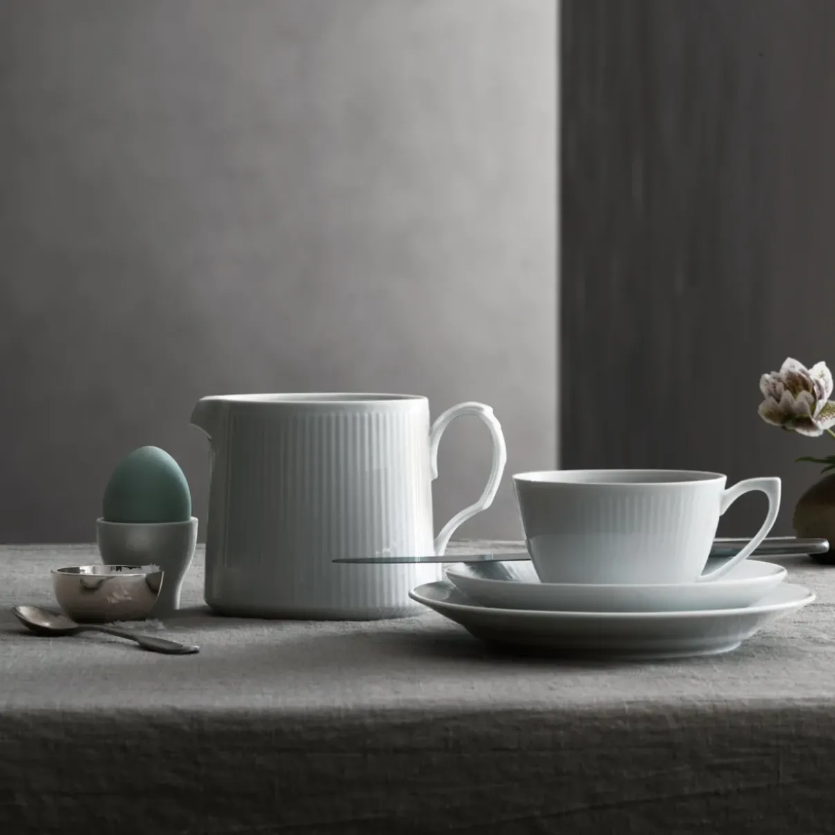 Royal Copenhagen Hvid Riflet|Æggebægre*Hvid Riflet æggebæger, 4,8 cm, 2 stk.
