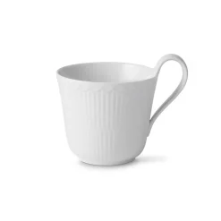 Royal Copenhagen Hvid Halvblonde|Kaffekopper*Hvid Riflet Halvblonde højhankskop, 33 cl