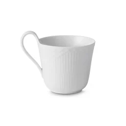 Royal Copenhagen Hvid Halvblonde|Kaffekopper*Hvid Riflet Halvblonde højhankskop, 33 cl