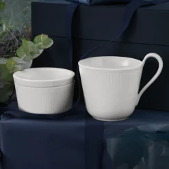 Royal Copenhagen Hvid Riflet|Kaffekopper*Hvid Riflet højhankskop, 33 cl