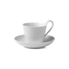 Royal Copenhagen Hvid Riflet|Kaffekopper*Hvid Riflet højhankskop og underkop, 24 cl