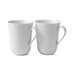 Royal Copenhagen Hvid Riflet|Kaffekopper*Hvid Riflet kop, 36 cl, 2 stk.
