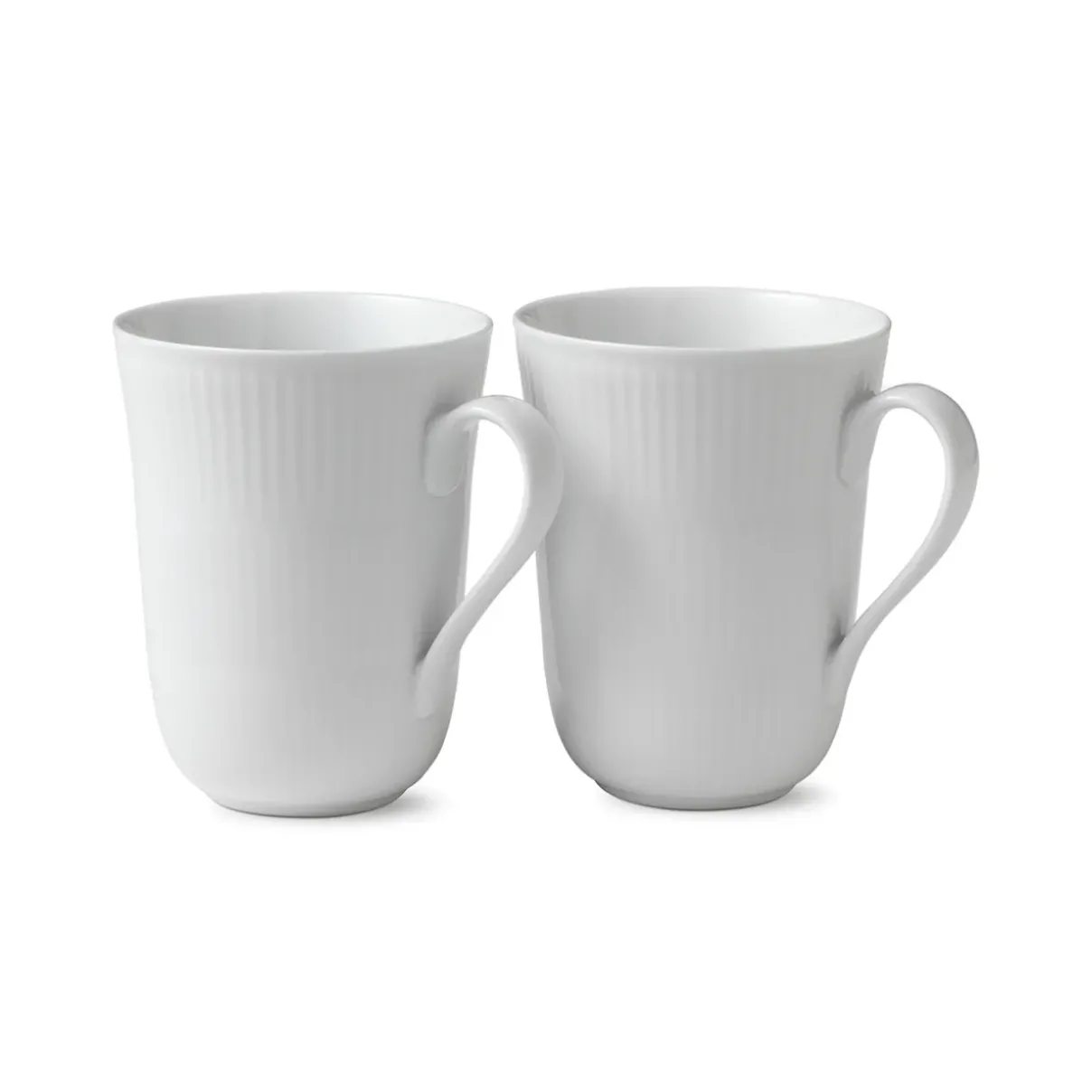 Royal Copenhagen Hvid Riflet|Kaffekopper*Hvid Riflet kop, 36 cl, 2 stk.