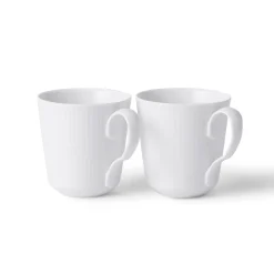 Royal Copenhagen Hvid Riflet|Kaffekopper*Hvid Riflet kop, 28 cl, 2 stk.