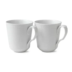 Royal Copenhagen Hvid Riflet|Kaffekopper*Hvid Riflet kop, 38 cl, 2 stk.