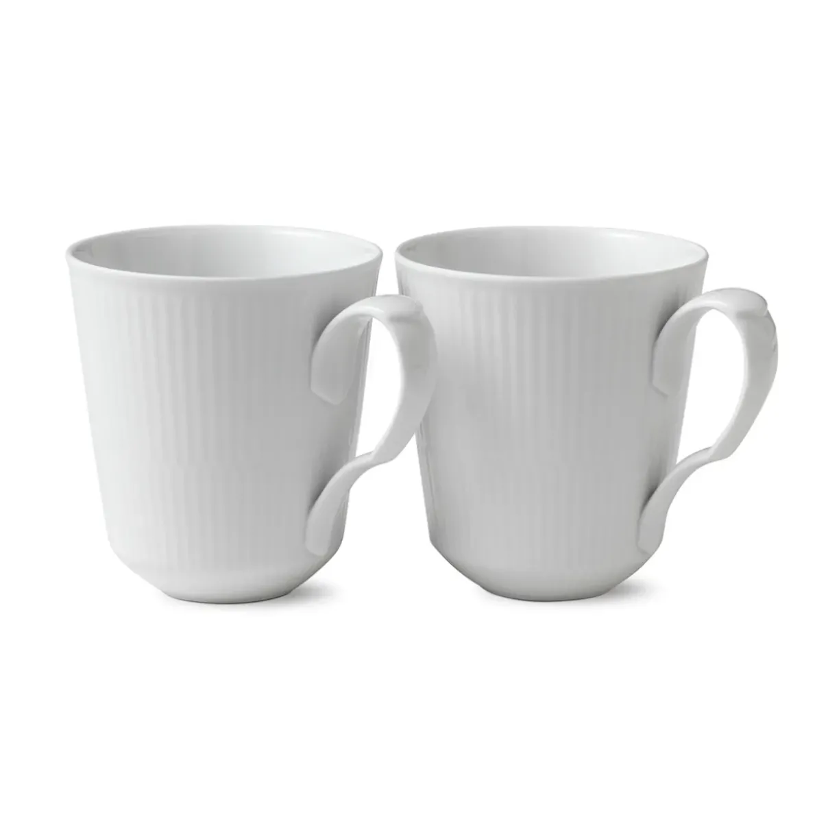 Royal Copenhagen Hvid Riflet|Kaffekopper*Hvid Riflet kop, 38 cl, 2 stk.