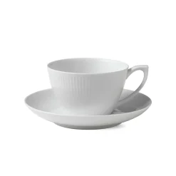 Royal Copenhagen Hvid Riflet|Kaffekopper*Hvid Riflet kop og underkop, 28 cl